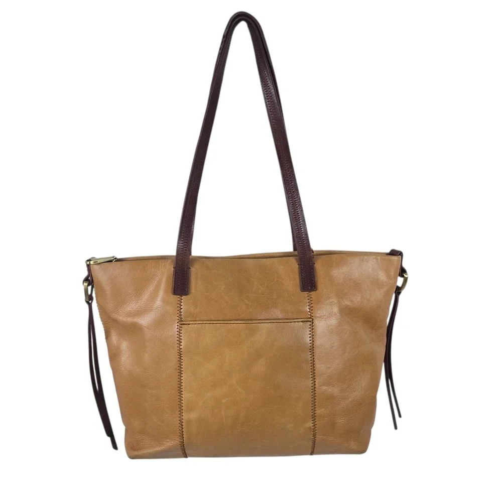 HOBO Cecily Caramel Brown Leather Tote Satchel Shoulder Bag‎ Double Handles READ